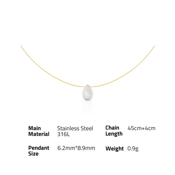 Chris April 316L stainless steel 18k PVD gold plated natural moonstone pendant gold silky string chain necklace - Image 6