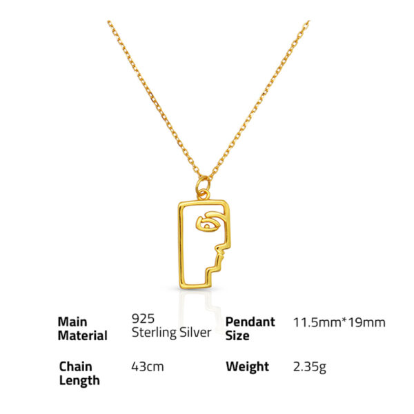 Chris April fine jewelry vintage 925 sterling silver gold plated figure Profile pendant necklace jewelry for women - Image 6