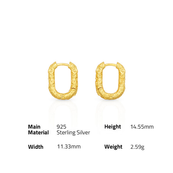 Chris April fine jewelry 18k gold plated 925 sterling silver minimalist oval hoops organic texture bumpy earrings - Image 6