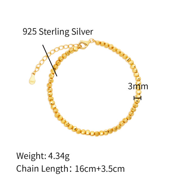 Chris April silver plate 925 sterling silver minimalistic stone beads chain bracelet - Image 6