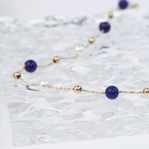 Chris April solid gold sea pearl lapis lazuli akoya pearl bead charms necklaces - Image 4