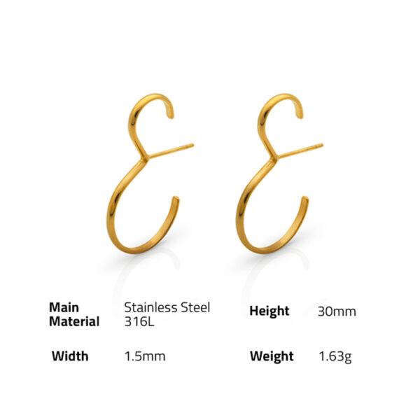 Chris April 316L Stainless Steel PVD gold plated  minimalist arch shape Simple Mobius twist earrings - Image 6