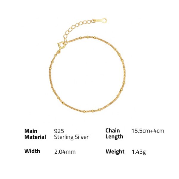 Chris April In stock Fine jewelry 925 sterling silver gold plated custom vermeil sate llite beads curb chain bracelet for women - Image 6