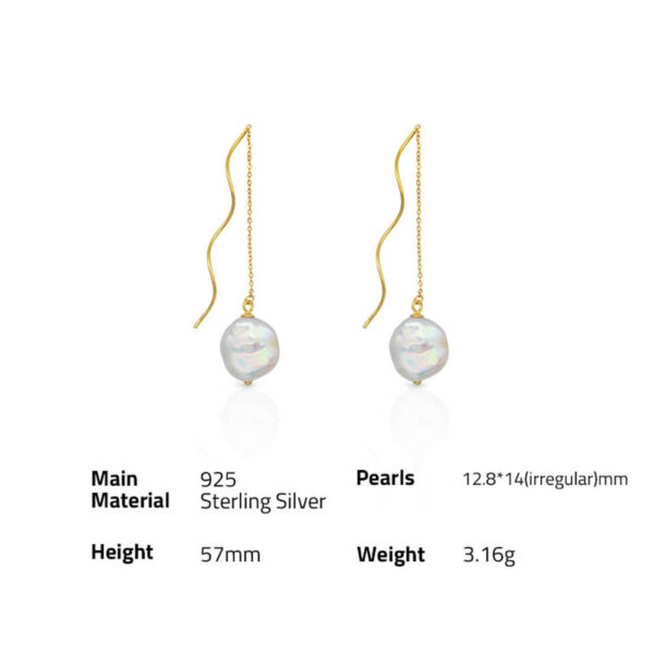 Chris April fine jewelry 925 sterling silver 18k gold plated Custom vermeil cultured button barque pearls string earrings - Image 6