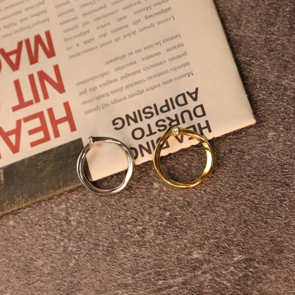 Chris April in stock 925 sterling silver gold plated thin design irregular adjustable rings - Image 4