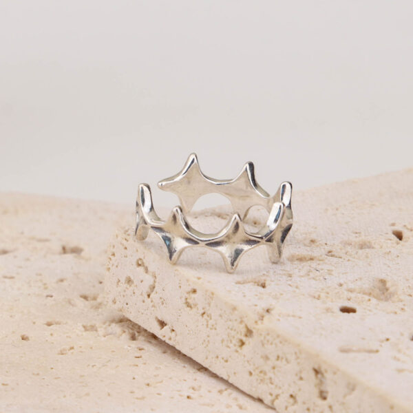 Chris April 925 sterling silver stars bumpy ring - Image 3