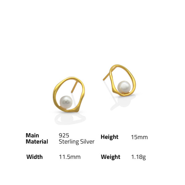 Chris April 925 sterling silver gold plated irregular pearl stud earrings - Image 6