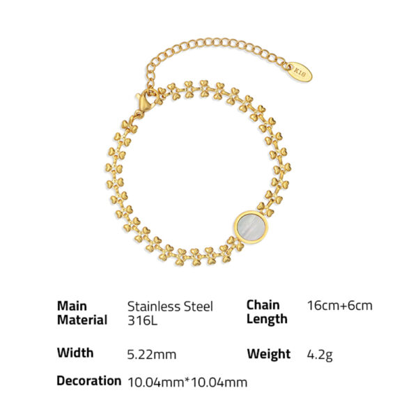 Chris April in stock fashion jewelry PVD gold plated 316L stainless steel sea shell round bowtie chain Bracelet for women - Image 6