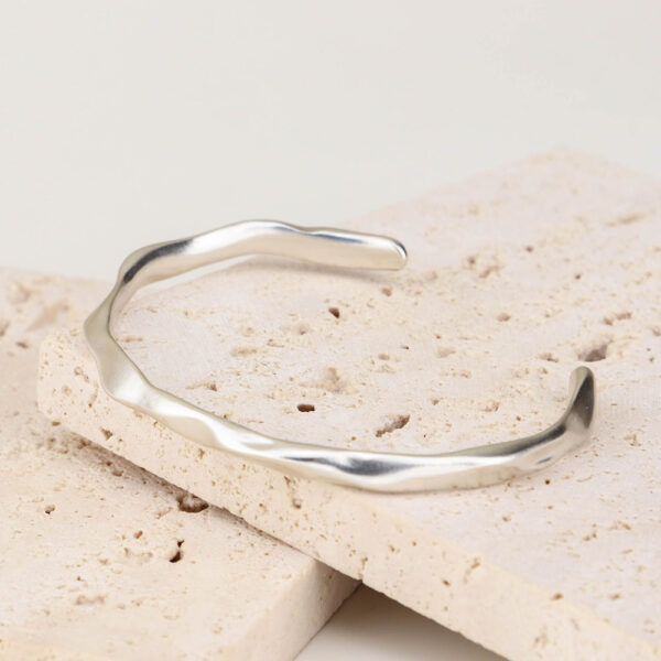 Chris April 925 sterling silver organic shape matte finish bracelet - Image 4