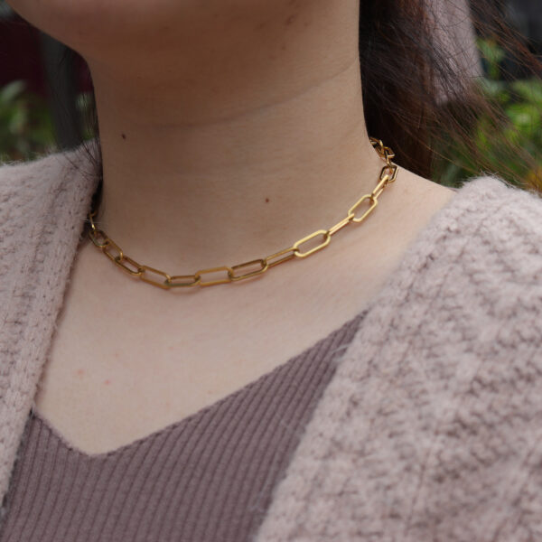 Chris April fashion 18k gold plated stainless steel link chain choker necklace for women - Image 5