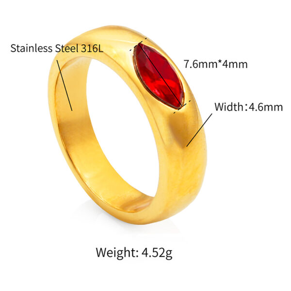 Chris April 316L stainless steel wholesale adjustable sapphire ring women's ruby band zircon ring - Image 3