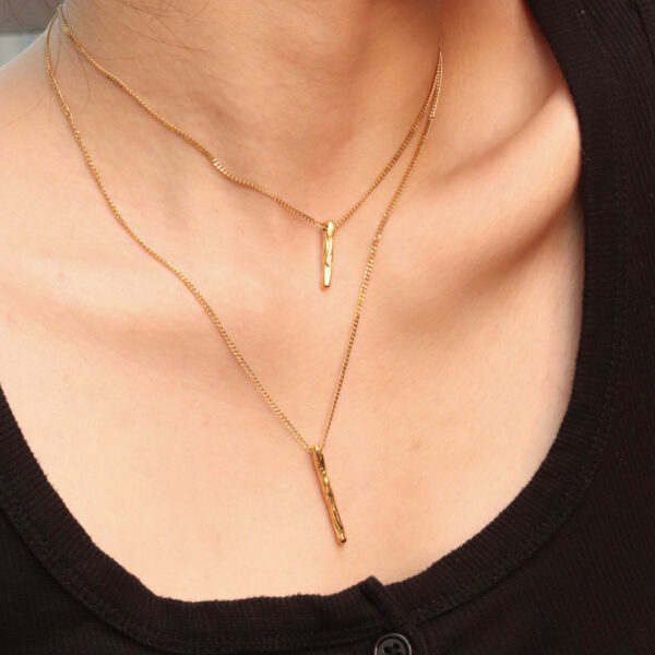 Chris April trendy design 316L stainless steel pvd gold plated minimalist long short branches pendant chain necklace - Image 5