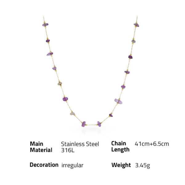 Chris April in stock stainless steel natural amethyst crystal quartz satellite chain necklace - Image 6