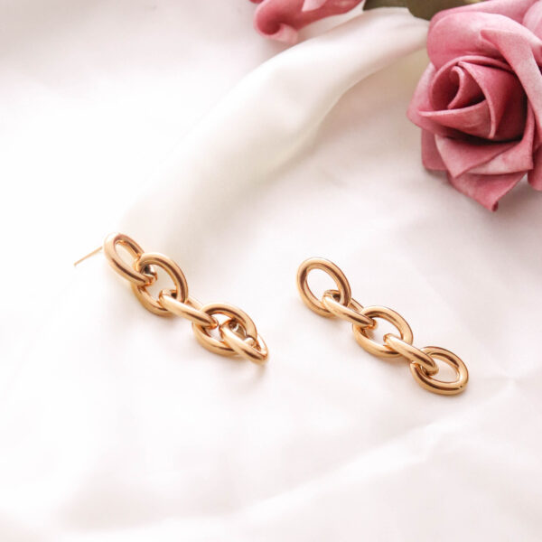 Chris April fashion wholesale 316L Stainless Steel PVD gold plated minimalist chunky chain earring - Image 3