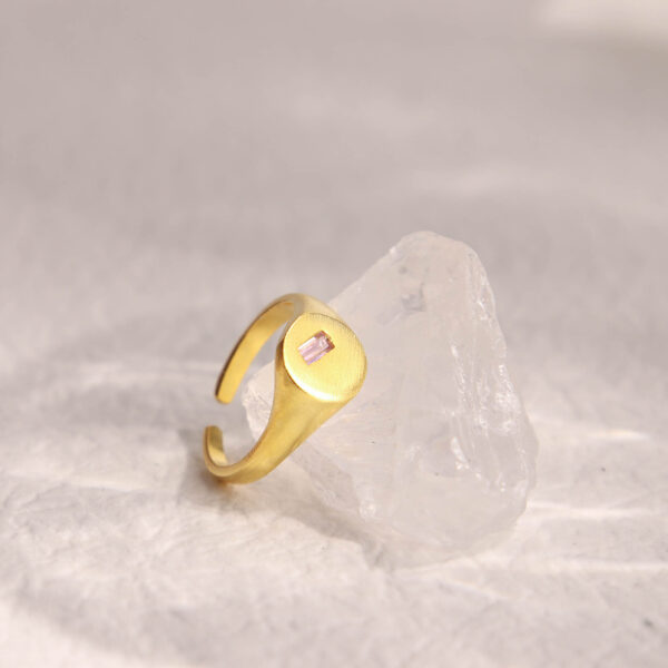 Chris April fine jewelry in stock gold plated 925 sterling silver signet ring with zircon - Image 5