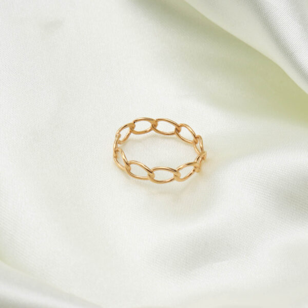 Chris April in stock fashion jewelry 316L stainless steel PVD gold plated linked chain shape ring - Image 4