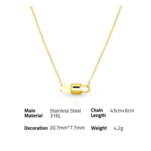 Chris April trendy design PVD gold plated 316L stainless steel simple cute lock & key pendant necklace - Image 6