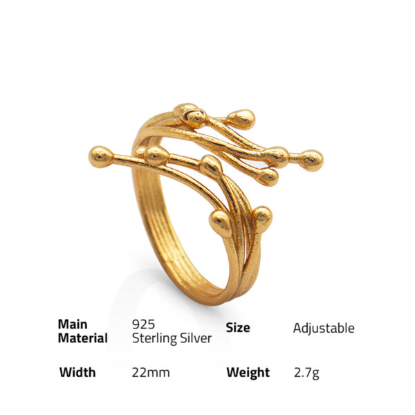 Chris April in stock micro gold plating 925 Sterling silver firework resizable rings jewelry for women - Image 6