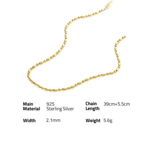 Chris April in stock 925 Sterling Silver 18k gold plating simple stackable bead thin Chain Necklace jewelry set - Image 6