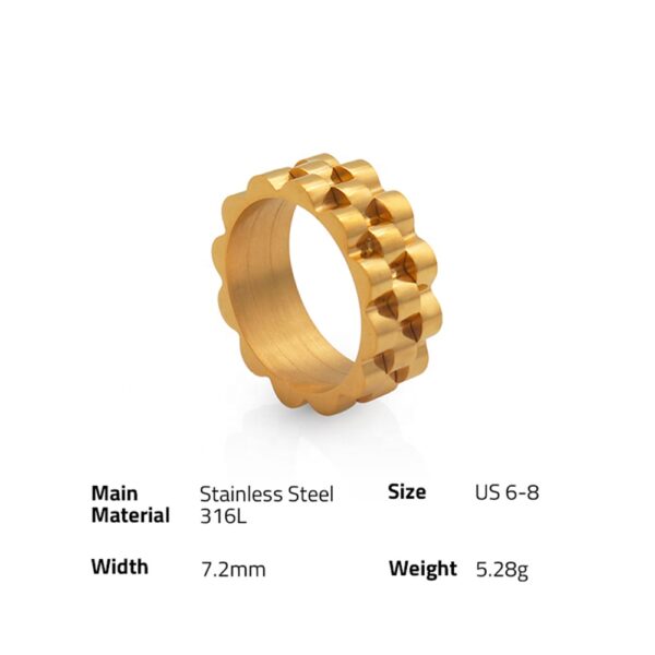 Chris April fashion jewelry PVD gold plated 316L stainless steel water proof chain shape rings - Image 6