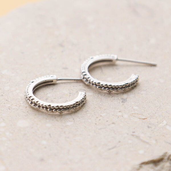 Chris April 925 sterling silver big C shape seed bead hoop earrings - Image 6