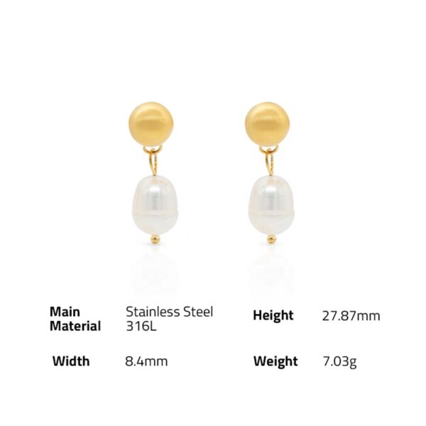 Chris April Stylish jewelry 316L stainless steel pvd gold plated non-tarnish Freshwater pearl beads dangling drop earrings - Image 6