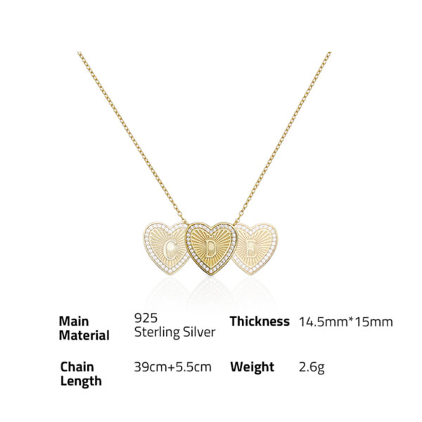 Chril April 925 sterling silver gold plated heart shape 26 alphabets pendant necklace with small Zircon - Image 6