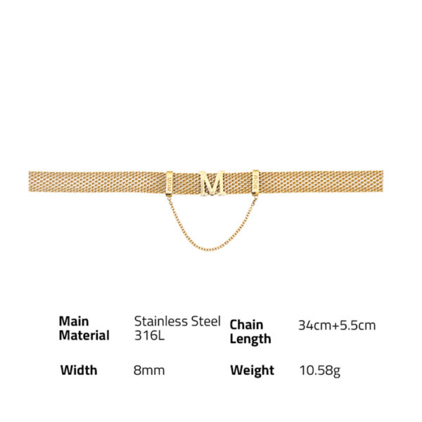 Chris April fashion 18k gold plated stainless steel Net-knitted chain wide version M letter jewelry necklace for women - Image 6