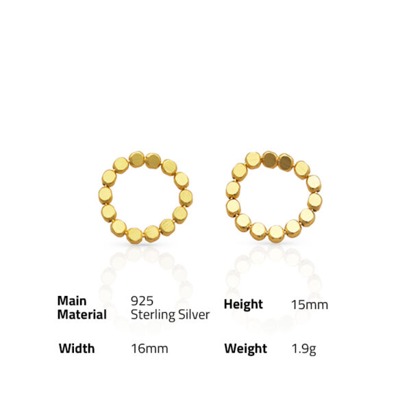 Chris April 2020 simple 925 sterling silver 18k gold plated minimalist geometric Round flat bead stud earrings for women - Image 6