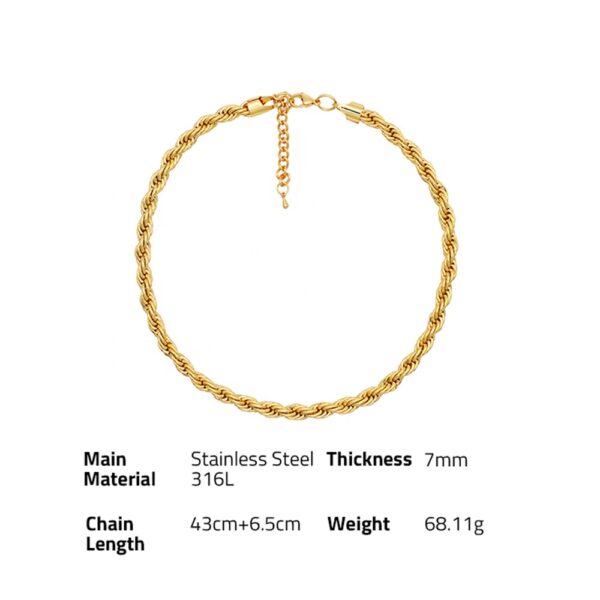 Chris April New arrivals fashion jewelry PVD gold plated 316L stainless steel rope chain necklace for women - Image 6