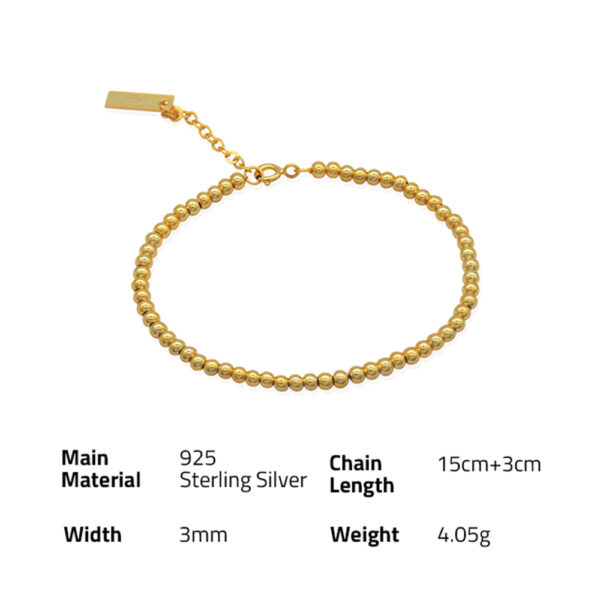 Chris April In stock fine jewelry 925 sterling silver gold plate Minimalist Prayer beads bracelet for women - Image 6