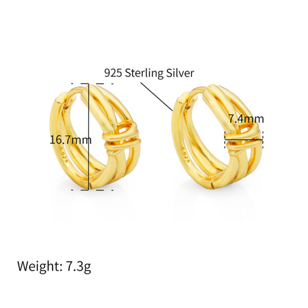 Chris April gold plate 925 sterling silver knots wires hoops earring - Image 5