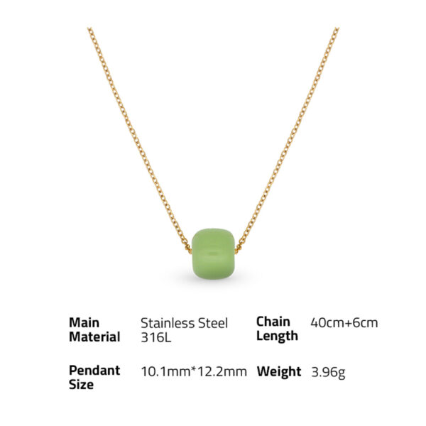 Chris April 316L stainless steel PVD plated charm drop gem natural jade pendant necklace - Image 6