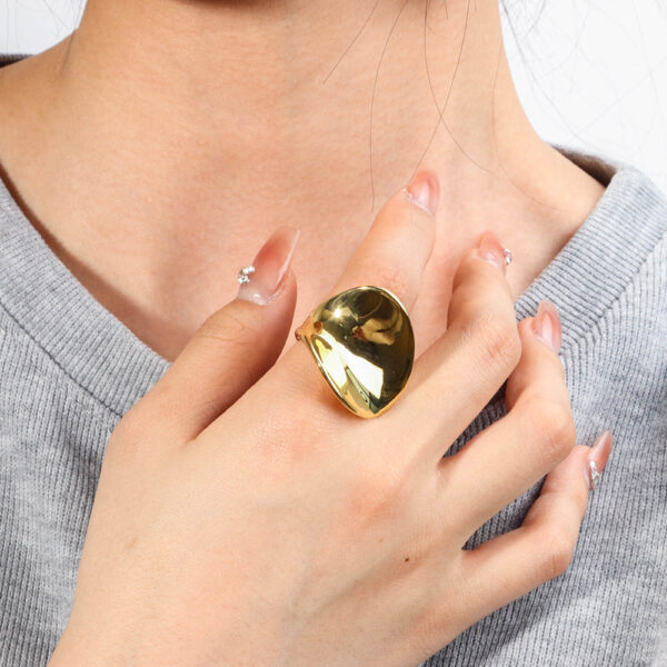 Chris April 316L stainless steel 18k gold plated exaggerated chunky statement ring - Image 5