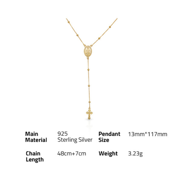 Chris April  in stock fine jewelry 925 Silver gold plated Virgin Mary Cross satellite  chain necklace for women - Image 6