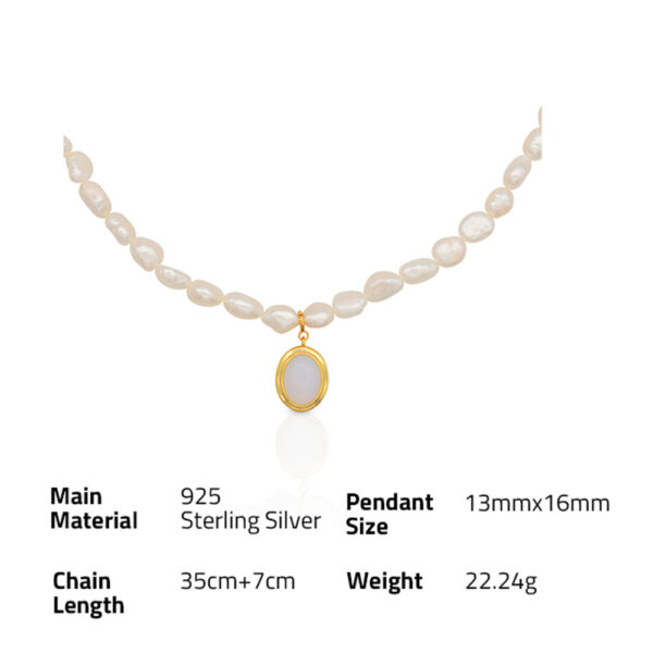 Chris April Korean version 925 sterling silver gold plated 18k gold opal pendant necklace for women - Image 6