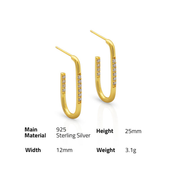 Chril April trendy 925 sterling silver gold plated U-shaped micro-inlaid zircon earrings - Image 6