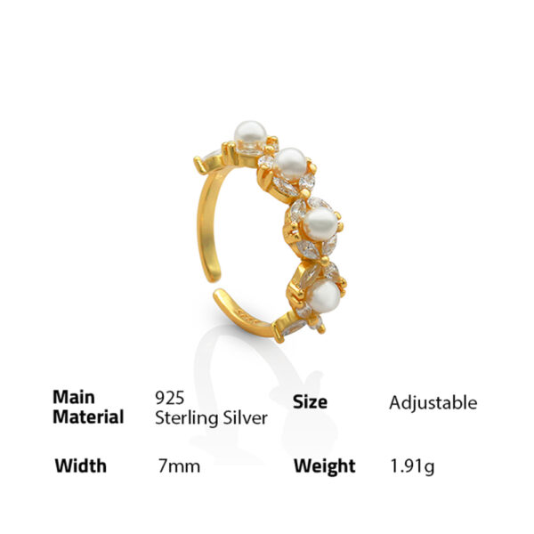 Chris April 925 silver gold plated elegant pearl zircon rings - Image 6