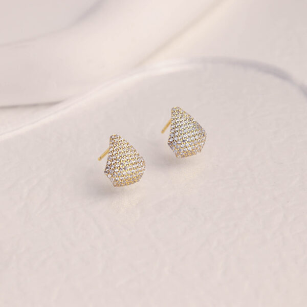 Chris April fine jewelry 925 Sterling Silver 18k gold plated drop shape fully-jewelled zircon stud earrings - Image 5