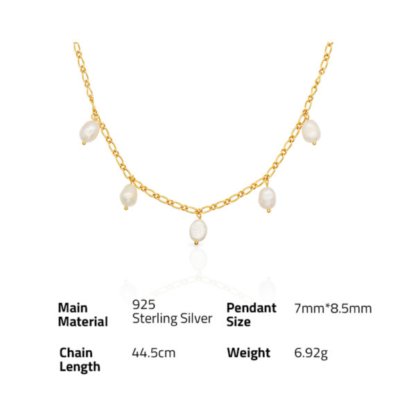 chris april in stock 925 sterling silver gold plated freshwater Baroque Pearl Charm necklace - Image 6