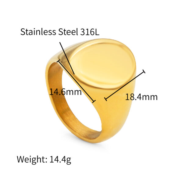 Chris April 316L stainless steel PVD chunky gold rings women plated oval signet ring - Image 3