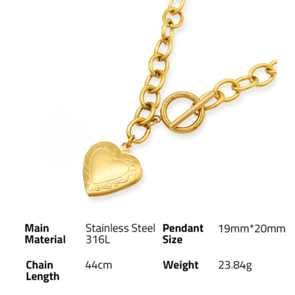 Chris April stainless steel gold plated Glossy heart shape locket Pendant necklace - Image 6