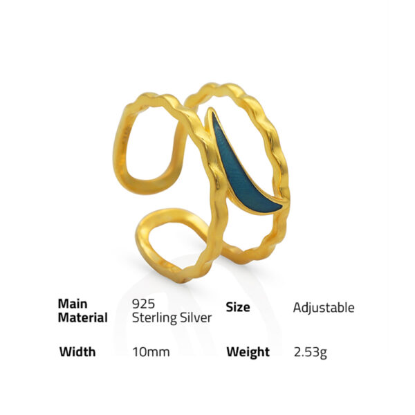 Chris April Hot selling gold plated sky blue moon shaped double layer 925 silver rings - Image 6