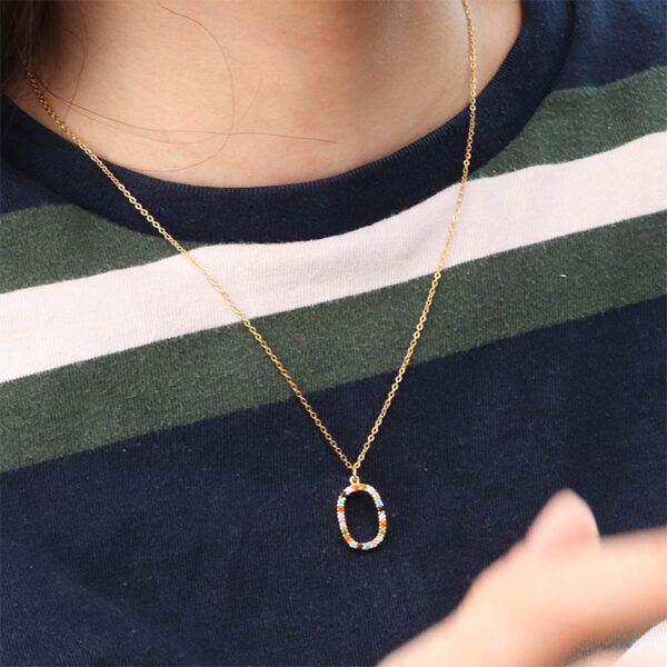 Chris April 316L stainless steel PVD gold plating oval candy color zircons necklace - Image 6