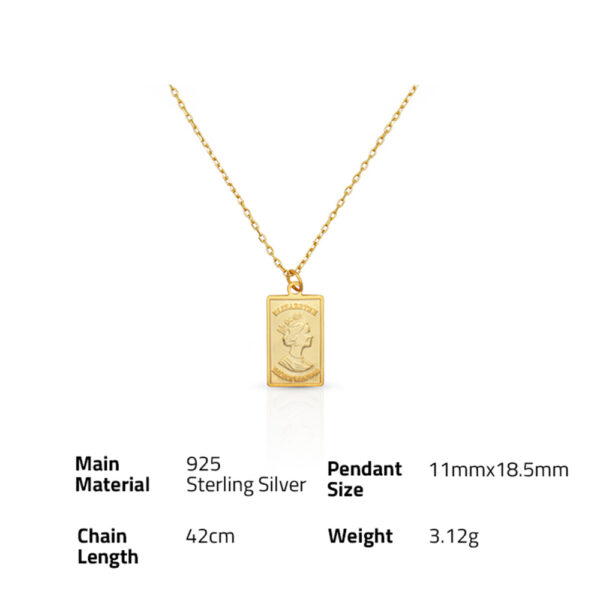 Chris April korean version 925 Sterling silver gold plated fashion square pendant necklaces - Image 6