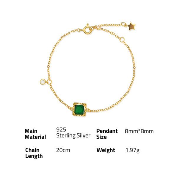 Chris April fashion 18K gold plated 925 sterling silver green zircon jewelry chain bracelets - Image 6