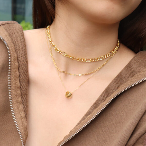 Chris April in stock 18K gold plated fashion design Figaro silver chain 925 necklace for women - Image 5