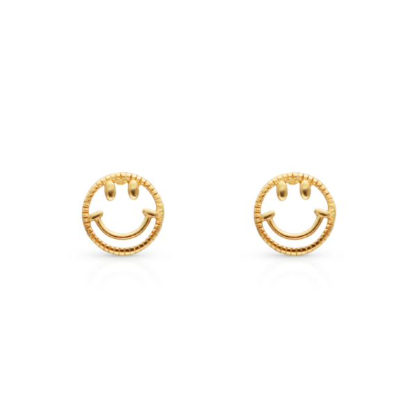 Chris April gold plate 925 sterling silver smile hollow-out stud earring - Image 6