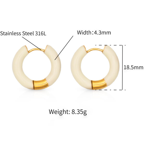 Chris April 316L stainless steel french style chunky enamel gold hoop earrings tarnish free - Image 6