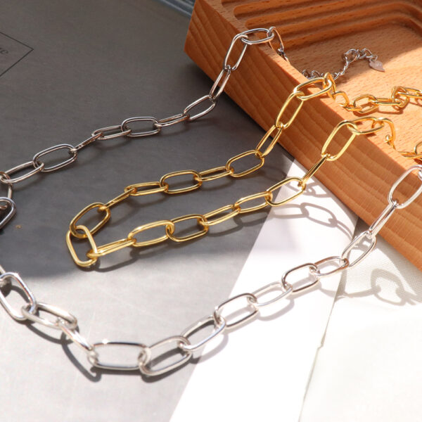 Chris April minimalist In stock 925 sterling silver gold plated link chain necklaces - Image 4